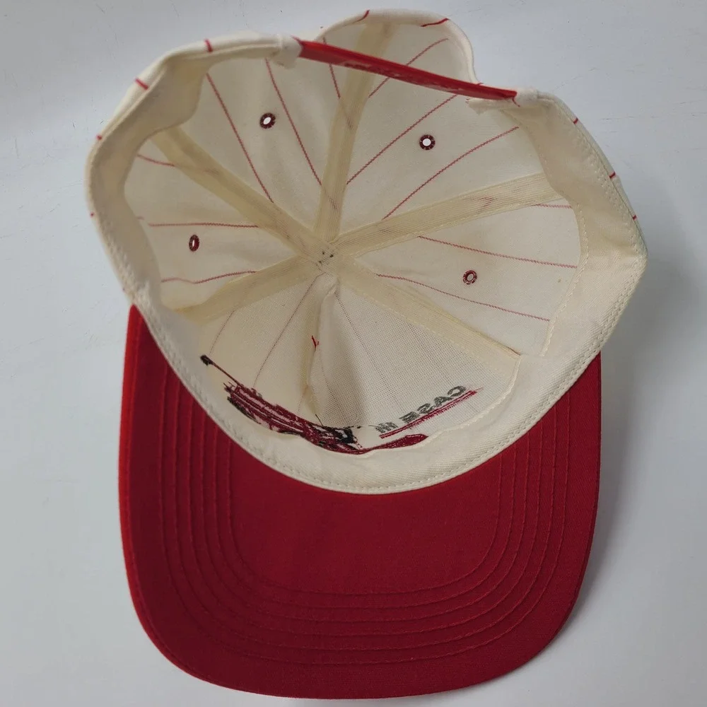 Vintage Case IH Hat Snapback K-Products White Red Pinstripes East Moline‎ Plant